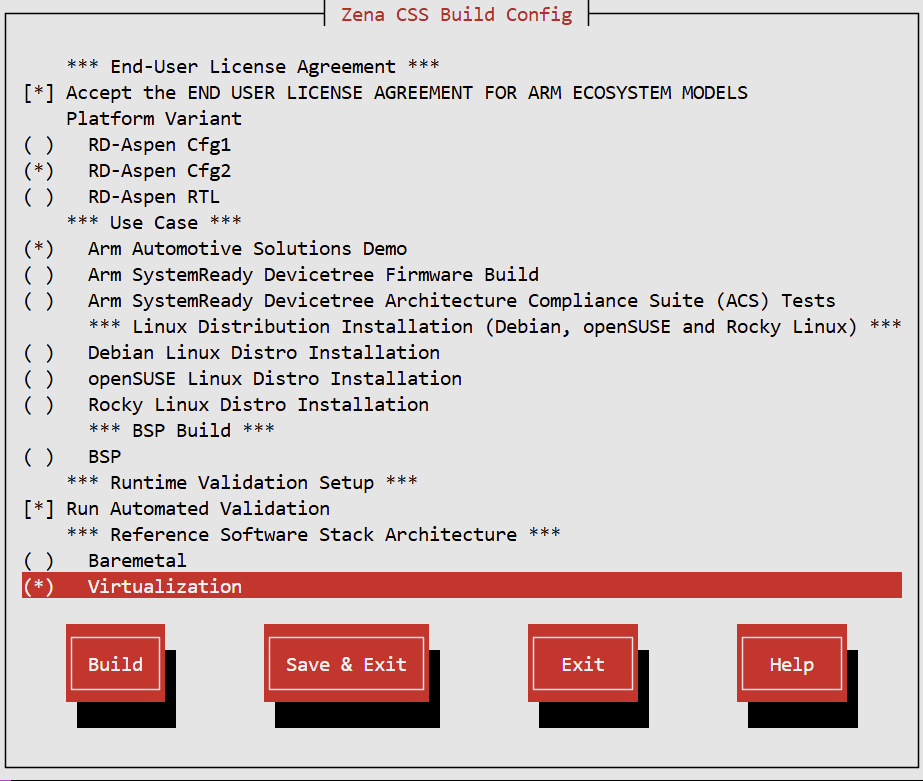 Arm Zena CSS Run Automated Validation Menu