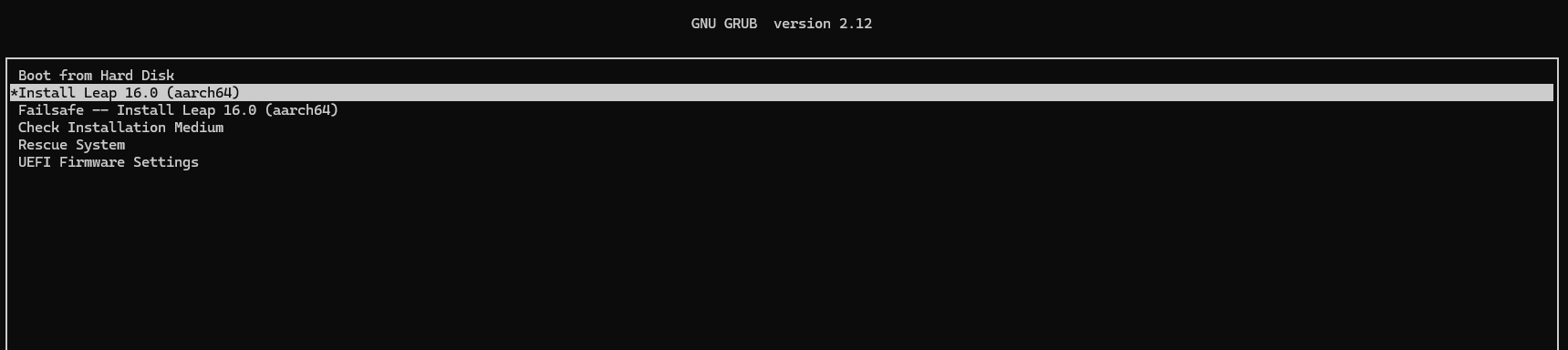 Agama Installer Options Menu - openSUSE Linux Distro Installation